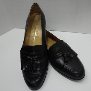 Salvatore Ferragamo Black Leather Tassel Loafers